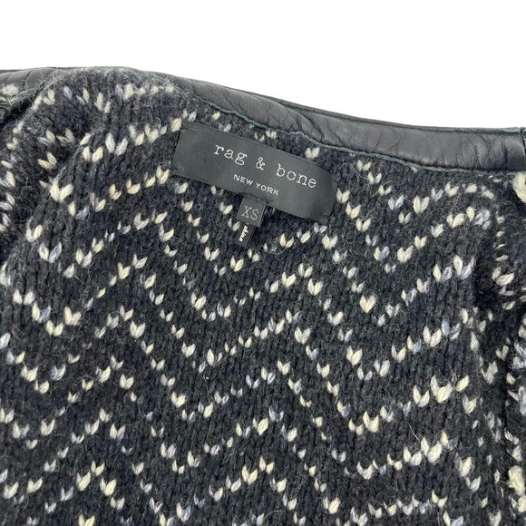 rag & bone Jacket Samantha Knit Tweed Wool Lamb Leather Trim Blazer XS - Picture 11 of 12